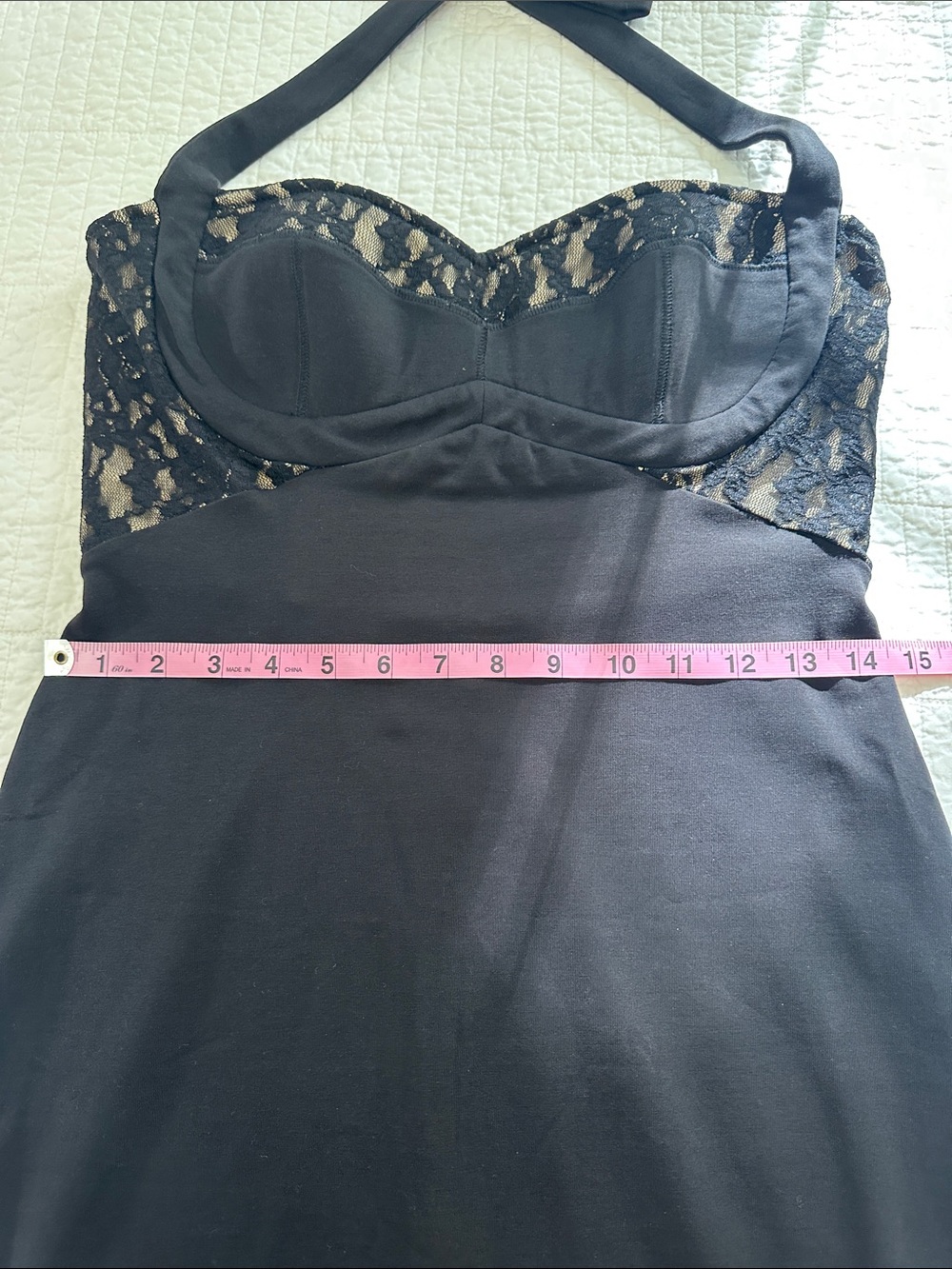 MODA International Medium Black Halter Lace Bustier Bodycon Dress - Picture 6 of 8